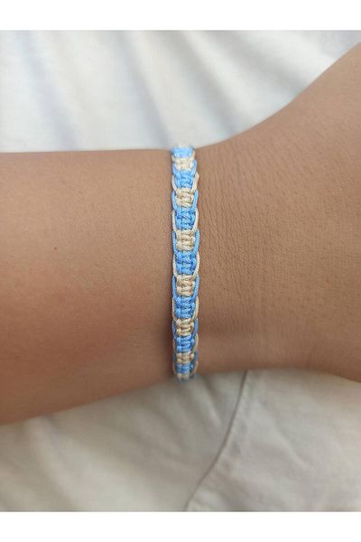 TREND 2 Color Blue Beige Macrame String Bracelet, Gift Bracelet, Unisex Bracelet