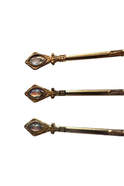 onyyapim Vintage 6-Piece Gold Looking Cast Tea Coffee Jam Spice White Stone Presentation Spoon