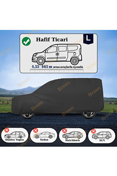 Breen ARAÇ Uzunluğu 4.55m ile 4.65m arası ARABA BRANDASI, OTO ÖRTÜ (SİYAH - L, Ticari araçlar için )