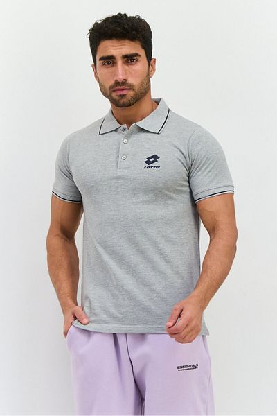 Lotto Men Sportswear Fit Short Sleeves Outdoor Polo Shirt, Grey
