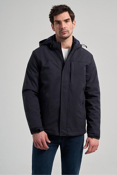İmza Dark Navy Blue Cloth Leg Stand Collar Plain Full Lining Standard Fit Casual Coat 1007245164 _200