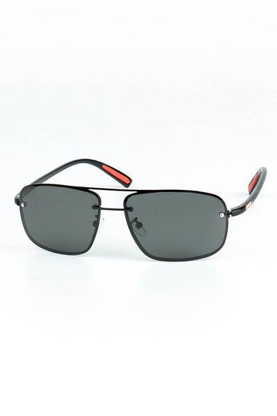 Di Caprio Men's Black Polarized Protection Geometric Model Sunglasses