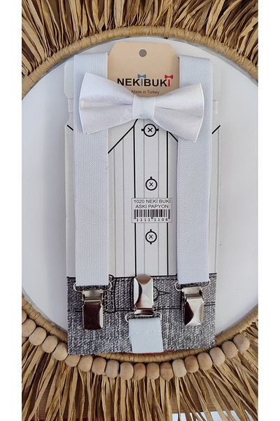 NEKİBUKİ Σετ παπιγιόν White Suspender 1-10 ετών