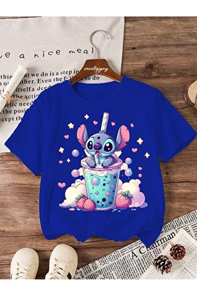 oneagılyazı Tricou supradimensionat pentru copii cu imprimeu cu căpșuni Stitch
