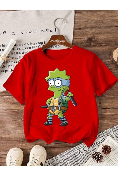 oneagılyazı تي شيرت كبير الحجم للأطفال مطبوع عليه سلحفاة ليزا