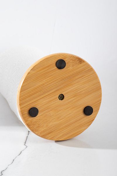 Porsima 2534 Bamboo Paper Towel Holder Polygonal Decorative Napkin Holder Roll Paper Towel Stand Wood Paper Towel Holder