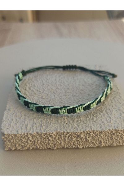 TREND Colorful Dark and Mint Green Macrame Surfer Bracelet, Unisex Bracelet
