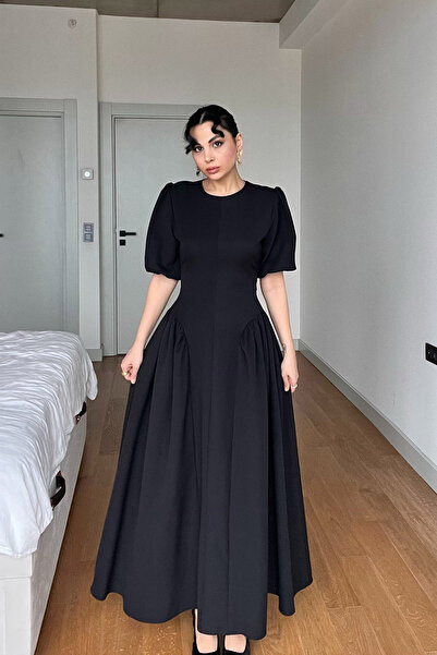 Seda Yalçın Atelier Black Balloon Sleeve Corset Paris Dress