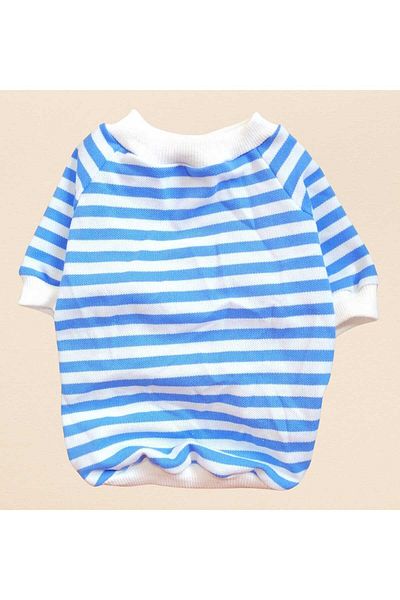 PATİBÖR White Blue Striped Pearl Dog Sweatshirt