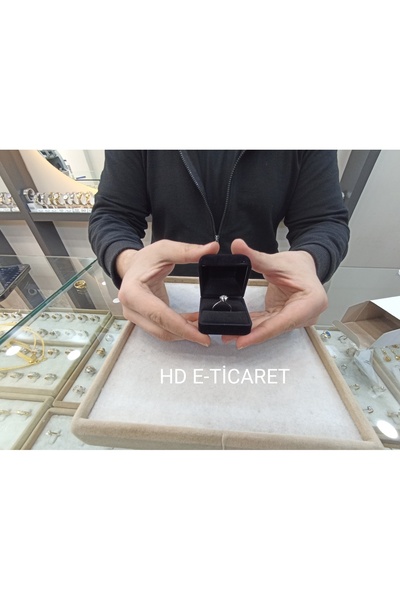 nina Yüzük Kutusu Siyah Kadife Tabut Model Kare 1 Adet