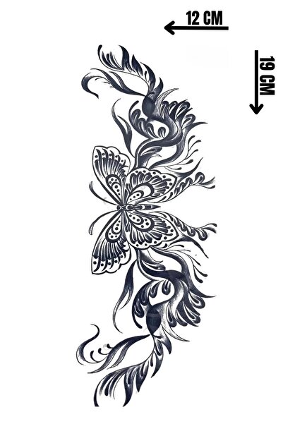 Barly 30 Gün / 1 Ay Kalıcı Kelebek Figürlü 12 Saat Sonra Kararan Geçici Dövme...