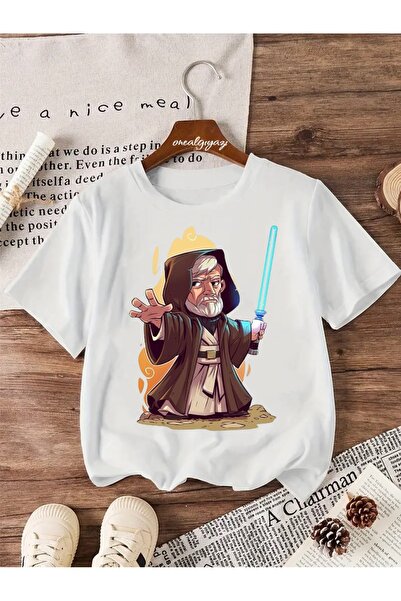 oneagılyazı تي شيرت كبير الحجم مطبوع عليه حرب النجوم للأطفال