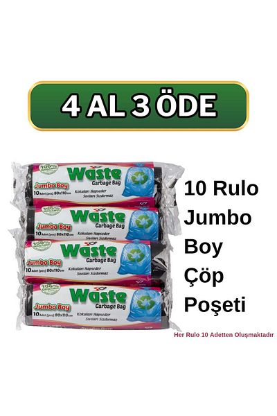 SA WASTE Jumbo Size Garbage Bags 80X110 cm Set of 10 100 Pieces - Durable and Leakproof