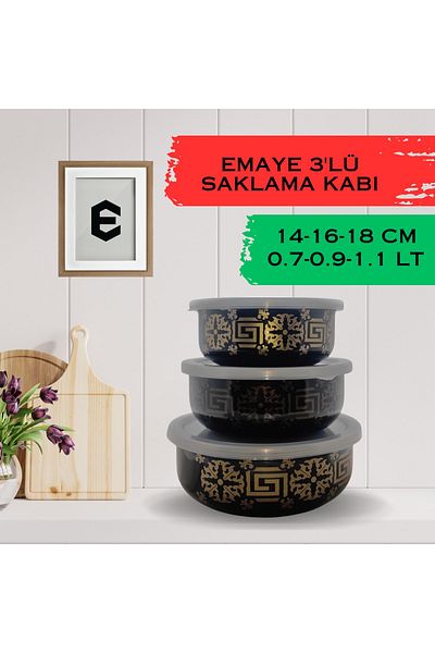 Madame Kitchen Luxury Enamel 3 Size Storage Container, Airtight Enamel Storage Container Organizer
