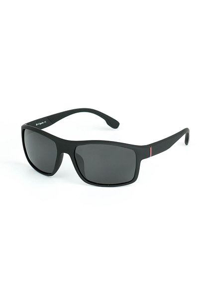 Di Caprio Men's Black Polarized Protection Geometric Model Sunglasses