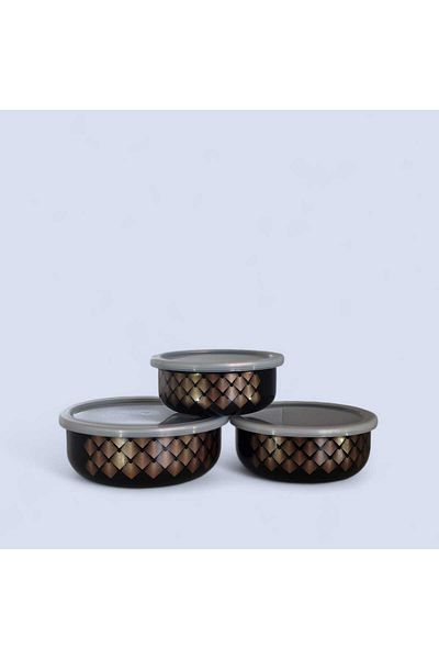 qussine Luxury Enamel 3 Size Storage Container, Airtight Enamel Storage Container Organizer