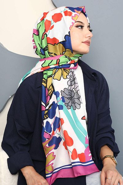 AFVENTE FuchsiaSoft Cotton Shawl - Floral Pattern