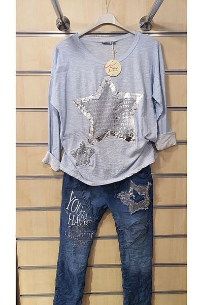 Park Moda BLUZĂ DE BUMBAC FINĂ AURITĂ CU MODEL STEA