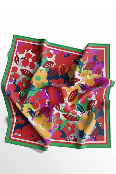 AFVENTE Green Floral Patterned Soft Cotton Scarf