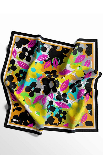 AFVENTE Yellow Floral Patterned Soft Cotton Scarf