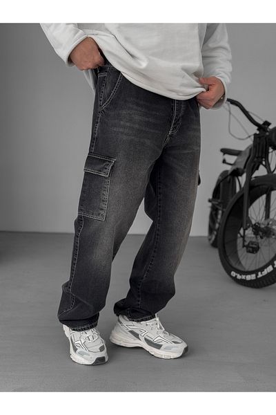 BYBASICMAN Anthracite Stitched Cargo Pants - Ke-707