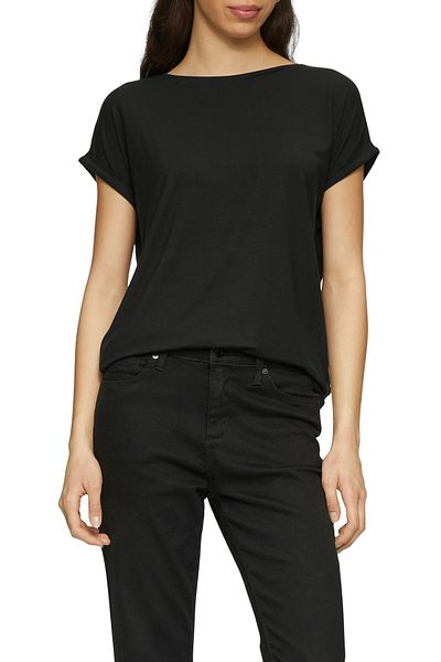 QS by s.Oliver Loose-Fit-T-Shirt mit Umlegekragen