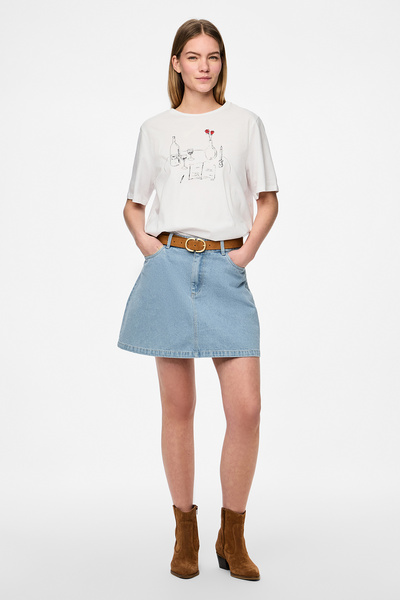 PIECES Tricou alb strălucitor pentru femei și fete