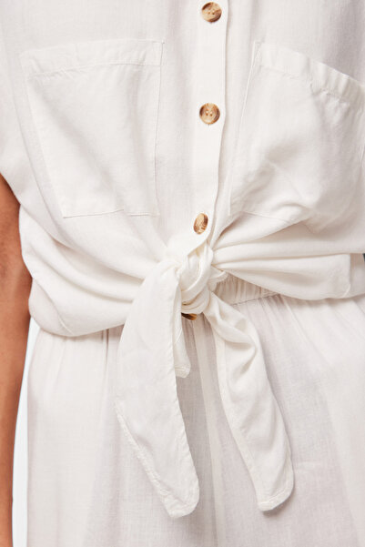 PIECES Cămașă albă strălucitoare pentru femei și fete