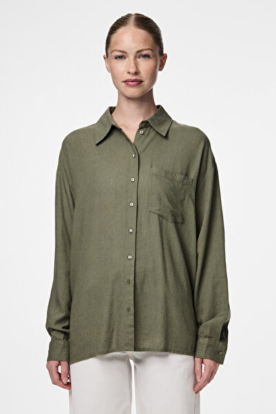 PIECES Cămașă verde Deep Lichen pentru femei și fete