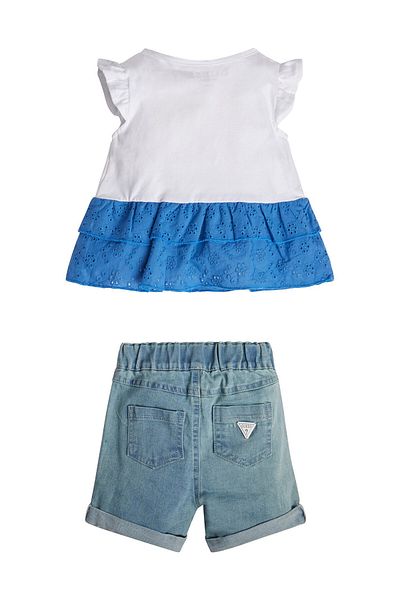 Guess Set trička a džínových kraťasů bílé, modré dětské