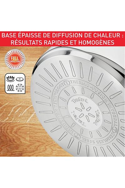 TEFAL Intuition XL stockpot | 28 cm | Premium Stainless steel 18/10 | XL Size | Robust Handles | B8646404