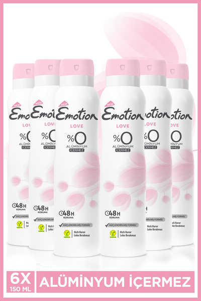 Emotion Love Kadın Vegan Deodorant 6x150ml Hızlı Kurur, Leke Bırakmaz