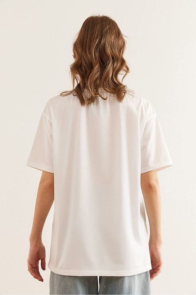 Olalook Tricou alb în carouri pentru femei, cu potrivire confortabilă, TSH- 19000838