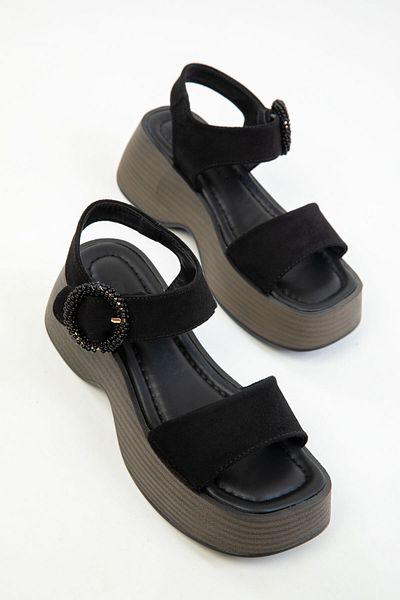 SOHO Women's Black Suede Sandals 20328