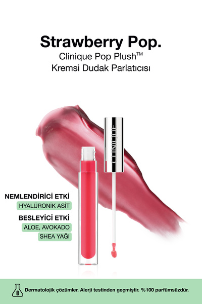 Clinique Pop Plush™ Kremsi Dudak Parlatıcısı - Renk: Strawberry Pop 3.4ml | P...