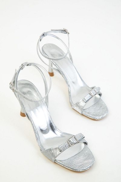 SOHO Silberne Glitzer-Damenschuhe mit klassischem Absatz 20335