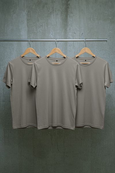 Trendyol Collection Šedé bavlněné tričko Crew Neck Slim Fit Basic – TMNSS19BO0007