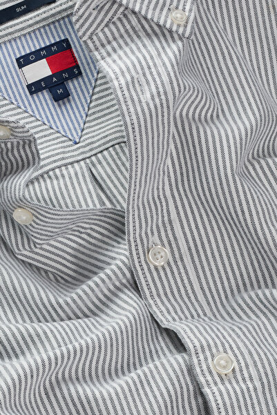 Tommy Jeans Férfi kék Oxford Slim Stripe ing - Tjm DM0DM20668