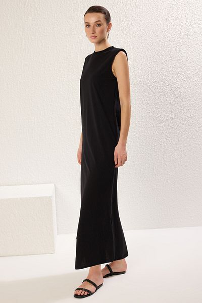 Trendyol Modest Černé vycpané pletené spodní prádlo šaty Tctss25Eb00074
