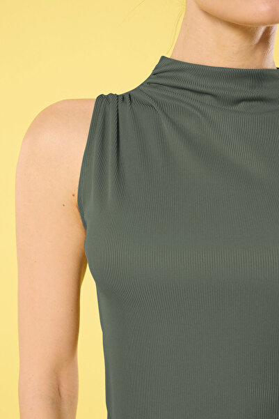 Trendyol Collection Gray Knitted Crop Blouse - Drawstring Detail, Regular Fit Twoss25Bz00262