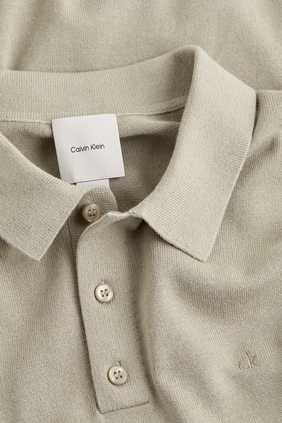 Calvin Klein Pletené bavlněné polo tričko SUPIMA s krátkým rukávem