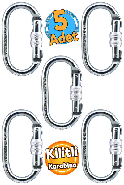 Badem10 5 Adet Oval Kilitli Karabina 10 Mm Yaylı Kanca Çelik Kilit Tırmanma Olta Kamp Ekipmanları Hamak Askı