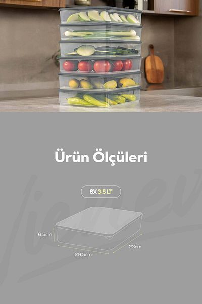 Vienev 6-Piece 3.5 Liter Refrigerator, Freezer & Microwave Organizer, Gray and Diffracted Storage Eagles