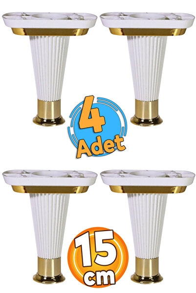 Badem10 Nitra Mobilya Kanepe Koltuk Ünite Ayağı 15 Cm Beyaz Gold Baza Ayaklar...