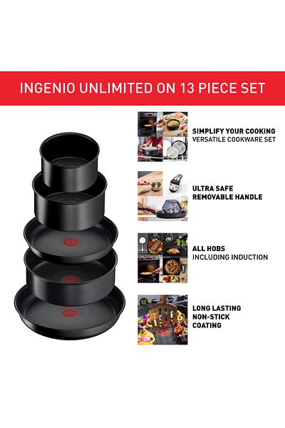 TEFAL Ingenio Unlimited On | 13-Piece Cookware Set | Stackable | Non-stick Coating | L3959343