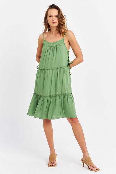 Cool & Sexy Rochie midi cu șnur cu talie verde pentru femei PC22756