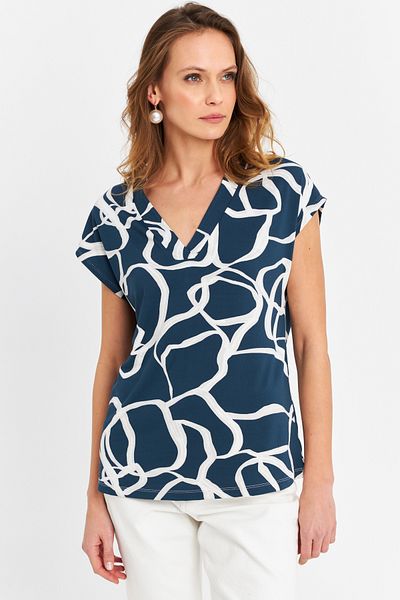 Cool & Modest Γυναικεία Casual Μπλούζα Petrol V-Neck MLPP643