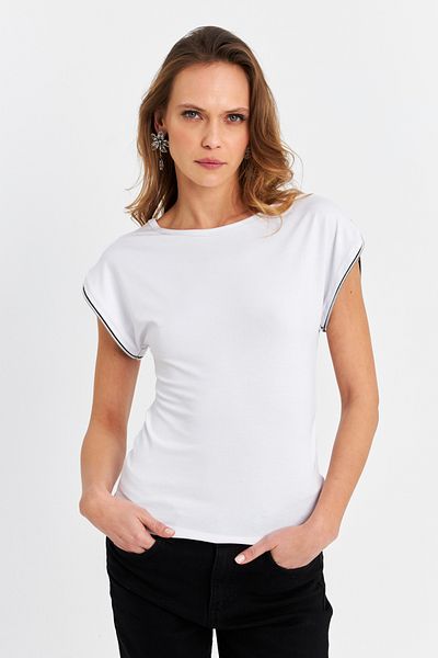 Cool & Sexy Bluză albă de damă cu umeri cu fermoar EY3062