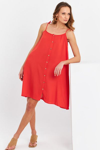 Cool & Sexy Women's Red Buttoned Mini Dress Pc20655