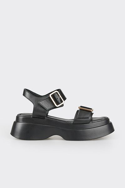 Elle Shoes Black Flat Heeled Women's Sandals 24Yli001-8M-355